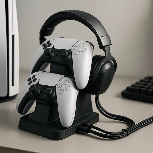 Generic editorial photograph of a console accessory stand, not the exact linked listing